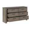 Rustic Style 1pc Gray Dresser of 6x Drawers Metal Hardware Wooden Bedroom Furniture