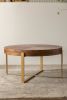 33.86"Modern Retro Splicing Round Coffee Table,Fir Wood Table Top with Gold Cross Legs Base(Same SKU:W757127348)