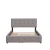 Upholstered Platform Bed with 2 Drawers and 1 Twin XL Trundle, Linen Fabric, Queen Size - Light Gray(OLD SKU :LP000314AAN)