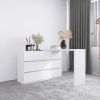 Extended Desktop 6 Drawers Chest of Drawer without Handle White Color Vanity