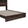 4-Pieces Bedroom Sets Queen Size Vintage Wooden Bed Frame with 2 Nightstands and 1 Dresser,Dark Walnut