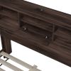 4-Pieces Bedroom Sets Queen Size Vintage Wooden Bed Frame with 2 Nightstands and 1 Dresser,Dark Walnut