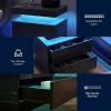 Nightstand LED Bedside Table Cabinet Lights Modern End Side with 2 Drawers for Bedroom (Black Gold)