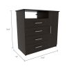 2 Piece Bedroom Set, London Armoire + Rioja 4 Drawer Dresser, Black