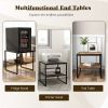 2 Pieces 2-Tier 20 Inch Square End Side Table for Living Room Bedroom