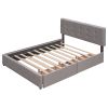 Upholstered Platform Bed with 2 Drawers and 1 Twin XL Trundle, Linen Fabric, Queen Size - Light Gray(OLD SKU :LP000314AAN)