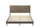 ACME Valdemar Queen Bed, Brown Fabric & Weatheted Gray Finish BD00571Q