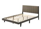 ACME Valdemar Queen Bed, Brown Fabric & Weatheted Gray Finish BD00571Q