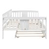 Full size Daybed with Twin size Trundle, Wood Slat Support, White