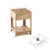 15.75" Rattan End table with drawer, Modern nightstand, side table for living room, bedroom,natural