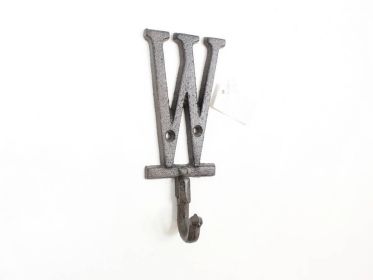 Cast Iron Letter W Alphabet Wall Hook 6""