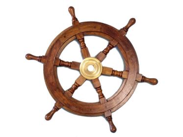 Deluxe Class Wood and Brass Decorative Ship Wheel 15""