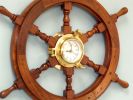 Deluxe Class Wood And Brass Ship Wheel Clock 24""