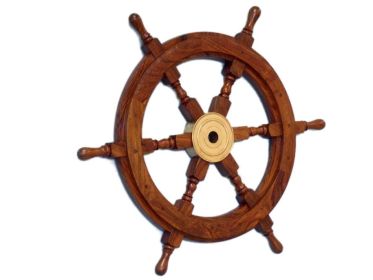 Deluxe Class Wood and Brass Decorative Ship Wheel 18""