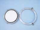 Brushed Nickel Deluxe Class Decorative Ship Porthole Mirror 17""