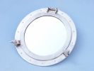 Brushed Nickel Deluxe Class Decorative Ship Porthole Mirror 24""