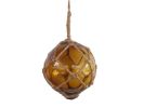 Amber Japanese Glass Ball Fishing Float With Brown Netting Decoration 4""