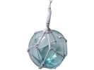 Light Blue Japanese Glass Ball Fishing Float With White Netting Decoration 4""