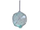 Light Blue Japanese Glass Ball Fishing Float With White Netting Decoration 4""