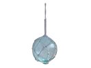 Light Blue Japanese Glass Ball Fishing Float With White Netting Decoration 4""