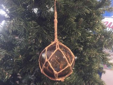 Amber Japanese Glass Ball Fishing Float Decoration Christmas Ornament 4""