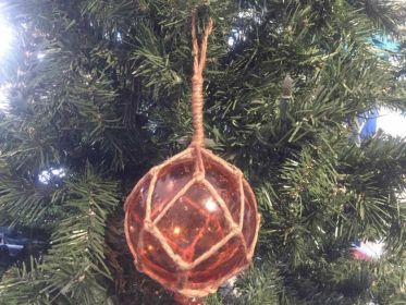 Orange Japanese Glass Ball Fishing Float Decoration Christmas Ornament 4""