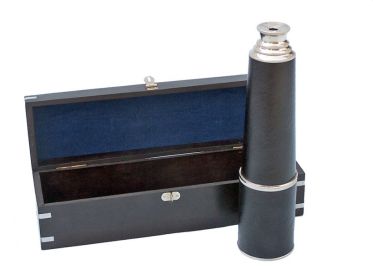 Deluxe Class Hampton Collection Chrome - Leather Spyglass with Black Rosewood Box 36""