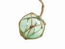 Seafoam Green Japanese Glass Ball Fishing Float With Brown Netting Decoration 12""