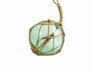 Seafoam Green Japanese Glass Ball Fishing Float With Brown Netting Decoration 12""