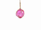 Pink Japanese Glass Ball Fishing Float With Brown Netting Decoration 4""