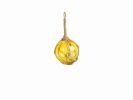 Yellow Japanese Glass Ball Fishing Float With Brown Netting Decoration 4""