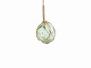 Seafoam Green Japanese Glass Ball Fishing Float With Brown Netting Decoration 6""