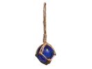 Blue Japanese Glass Ball Fishing Float With Brown Netting Decoration 2""