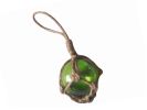 Green Japanese Glass Ball Fishing Float With Brown Netting Decoration 2""