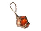 Orange Japanese Glass Ball Fishing Float With Brown Netting Decoration 2""