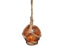 Orange Japanese Glass Ball Fishing Float With Brown Netting Decoration 2""