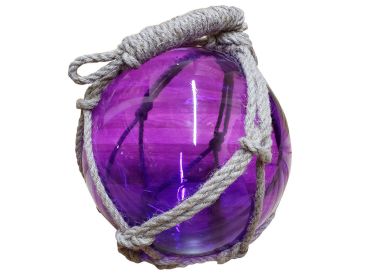 Purple Japanese Glass Ball Fishing Float With Brown Netting Decoration 12""