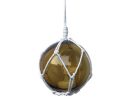 LED Lighted Amber Japanese Glass Ball Fishing Float with White Netting Decoration 3""