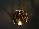 LED Lighted Amber Japanese Glass Ball Fishing Float with White Netting Decoration 3""