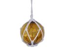 Amber Japanese Glass Ball Fishing Float With White Netting Decoration 6""