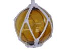 Amber Japanese Glass Ball Fishing Float With White Netting Decoration 6""