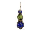 Blue - Green - Blue Japanese Glass Ball Fishing Floats with Brown Netting Decoration 11""