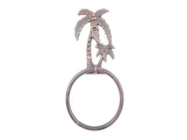 Rustic Copper Cast Iron Palm Tree Towel Holder 9&quot;