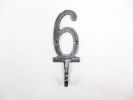 Rustic Silver Cast Iron Number 6 Wall Hook 6""