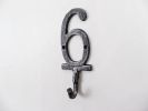 Rustic Silver Cast Iron Number 6 Wall Hook 6""