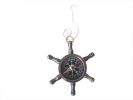 Antique Copper Ship Wheel Compass Christmas Ornament 5""