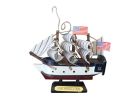 Wooden USS Constitution Tall Model Ship Christmas Ornament 4""