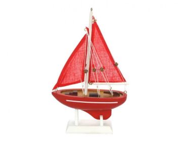 Wooden Red Sea Model Sailboat 9""