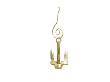 Solid Brass Navy Stockless Anchor Christmas Ornament 4""