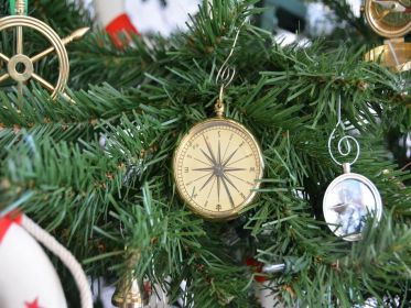 Brass Emerson Poem Compass Christmas Tree Ornament 5""